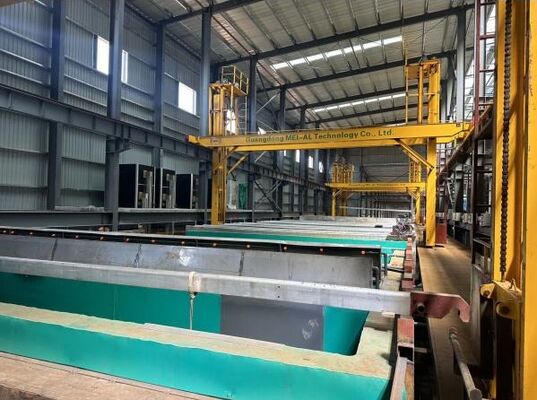 قیمت خوب 450T / ماه خروجی 6500mm حداکثر طول پروفایل 8-12μm ضخامت فیلم آنودیزه کننده خط تولید پروفایل آلومینیوم آنودیزه کننده آنلاین
